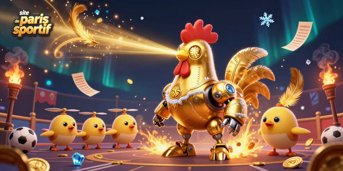 Pariez sur le site de paris sportif avec une illustration animée de robots et de ballons sportifs.