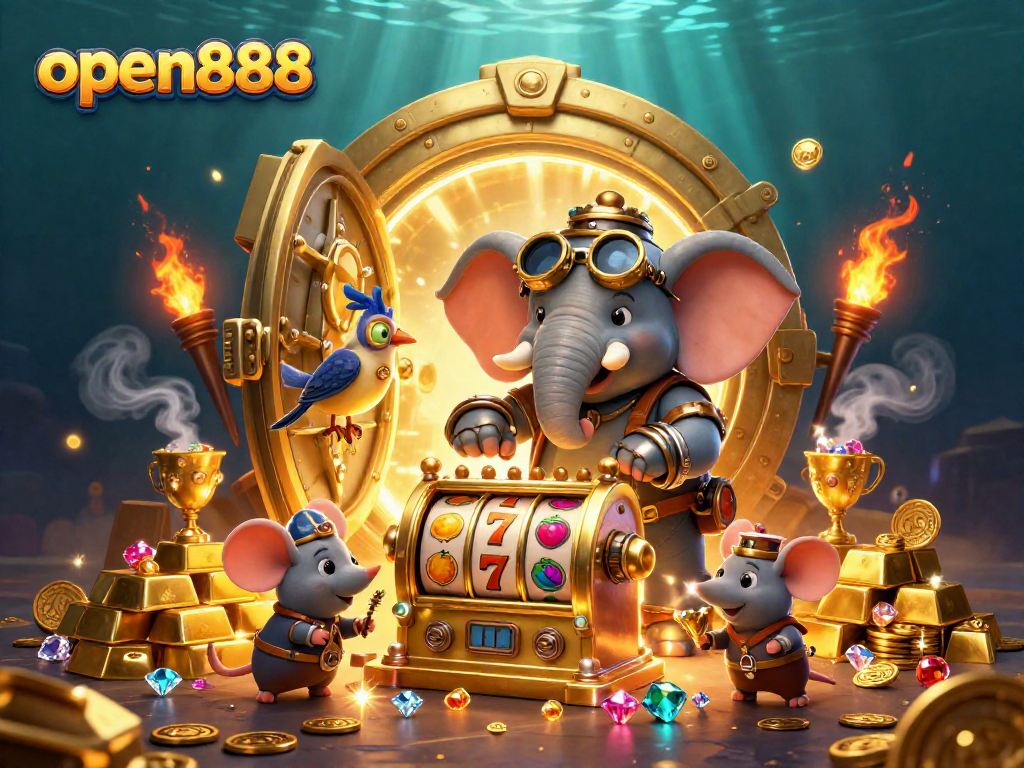 Experience the thrill of open888 with a steampunk elephant at the jackpot slot machine!
