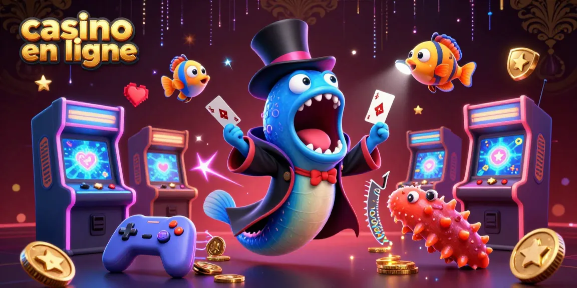 Plongez dans l'univers du casino en ligne avec une illustration 3D captivante offrant des tours de magie aquatiques.