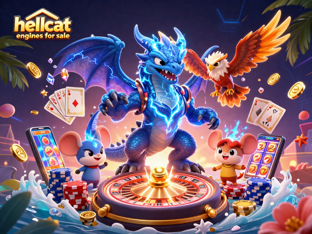 Spin to win with these hellcat engines for sale, featuring vibrant casino elements and thrilling action.
