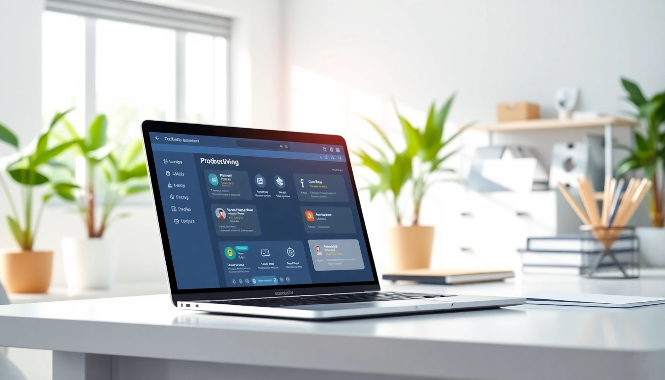 AI assistant for busy professionals managing tasks efficiently in a modern office setting.