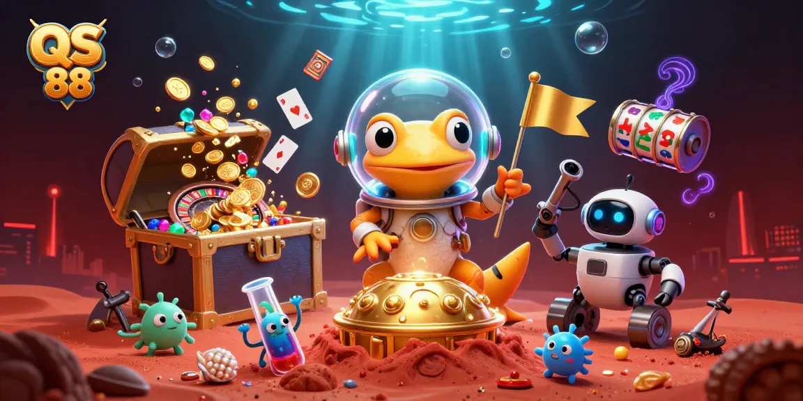 Experience thrilling gameplay with QS 88 at a vibrant, dynamic Martian casino scene featuring cartoon characters.
