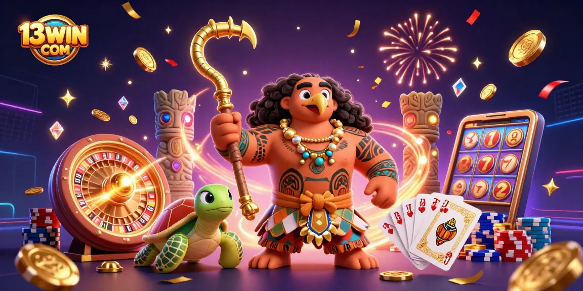 Experience the thrill of gaming at 13WIN COM with vibrant characters and dynamic casino action.