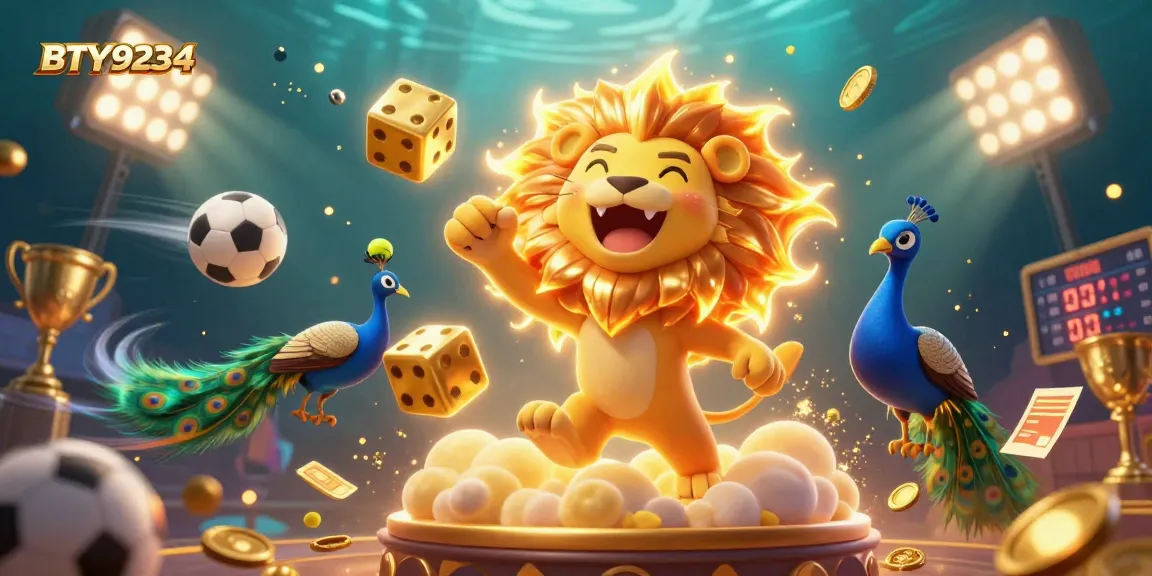 Engage in thrilling gameplay with BTY9234's vibrant 3D casino illustration showcasing sports betting excitement.