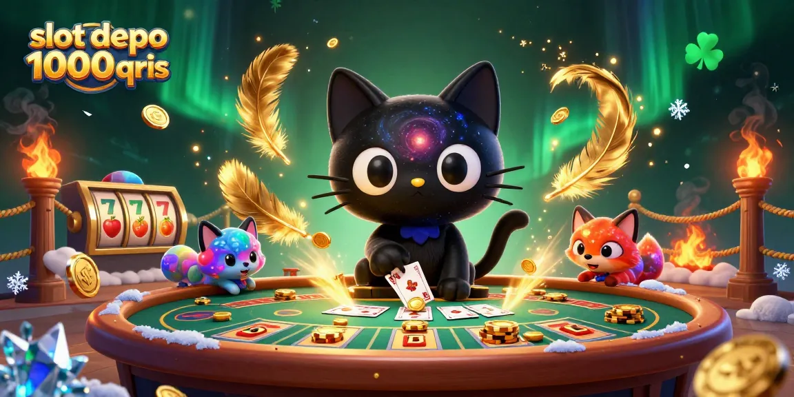Slot depo 1000 qris mengundang kemenangan dengan karakter kucing dan rubah galaksi di kasino.