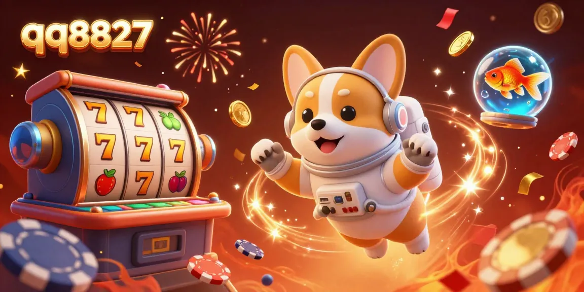 Play slots and win big as qq8827 presents a vibrant casino adventure with floating characters.