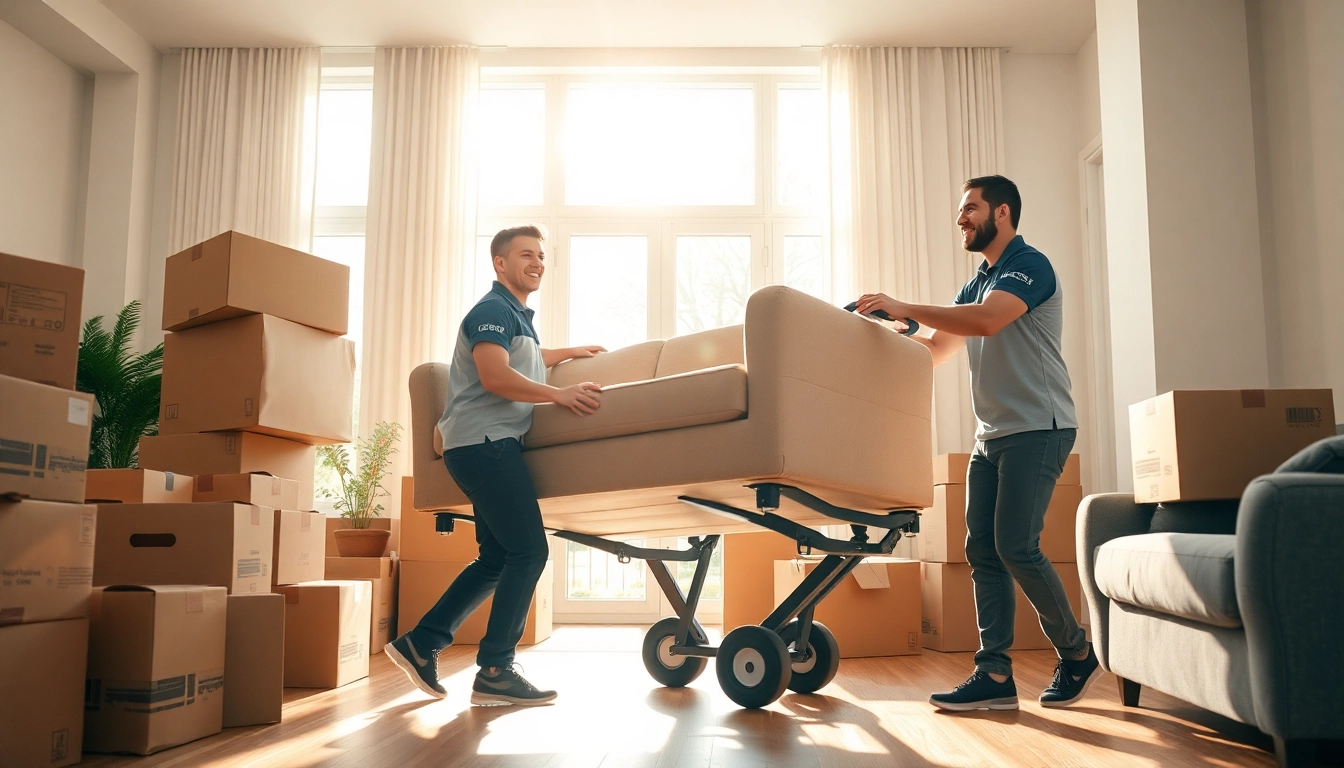 Efficient movers providing Residential Moving Services in a bright, professional setting.