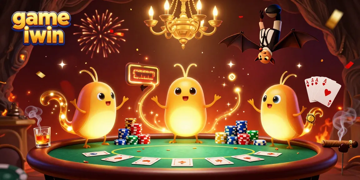 Experience the excitement of game iwin in a vibrant cave casino with glowworms and a bat dealer.