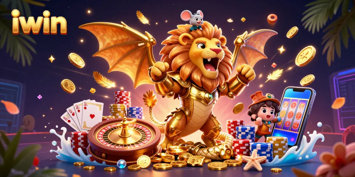 iwin is captivating players with an explosive, vibrant casino scene full of gold coins and cards.