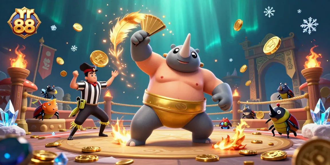Engage in thrilling games at rr 88 with a vibrant, action-packed illustration of animated characters in a dynamic casino scene.