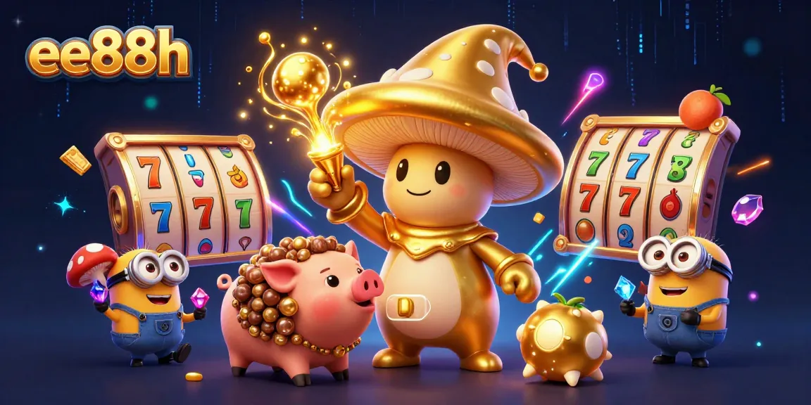 Engage with slots at ee88h, featuring dynamic scenes of a golden mushroom wizard and treasures.