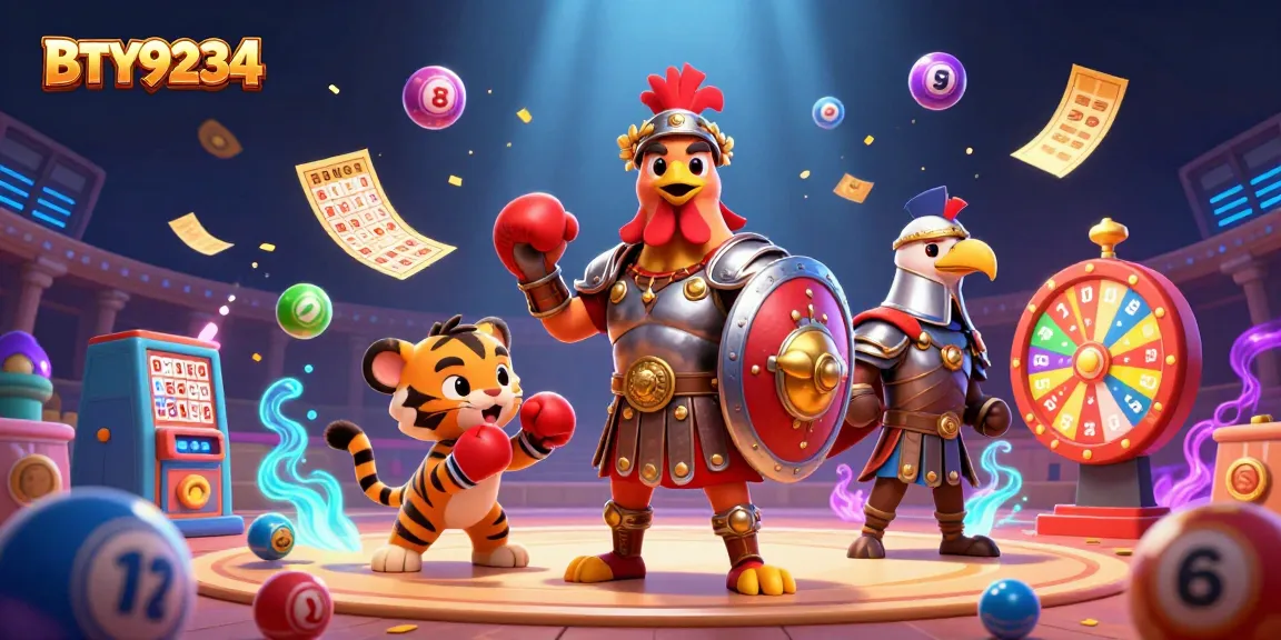 Engage with the vibrant BTY9234 lottery scene featuring energetic characters and dynamic game elements.