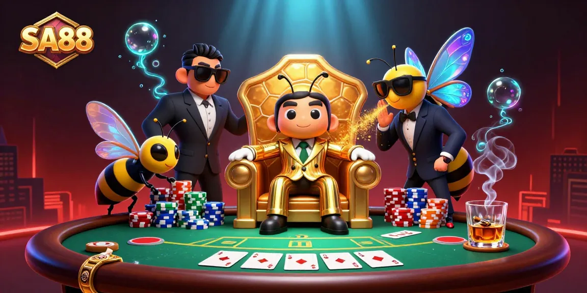 SA88 casino scene featuring a bumblebee mob boss and poker elements, showcasing thrilling gameplay.
