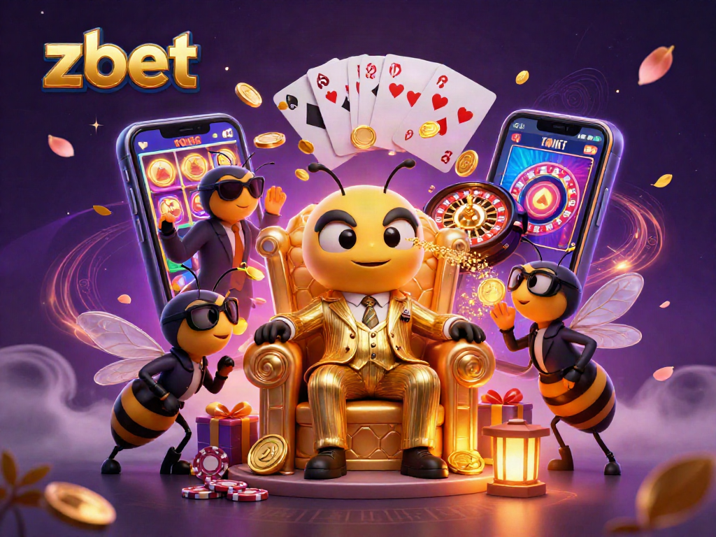 Zbet enhances your gaming experience with a vibrant illustration of a mob boss overseeing engaging casino games and elements.
