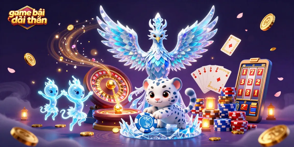 Experience game bài đổi thưởng with fantasy characters amid casino elements and glowing treasures.