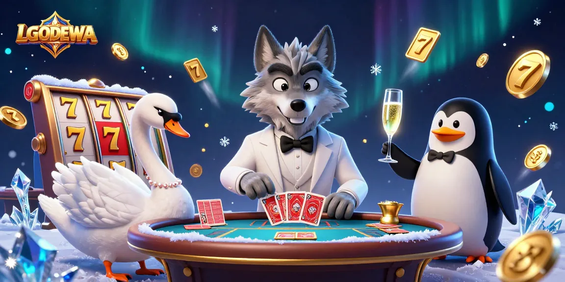 Experience excitement at LGODEWA with a 3D scene of a debonair wolf and friends playing slots.