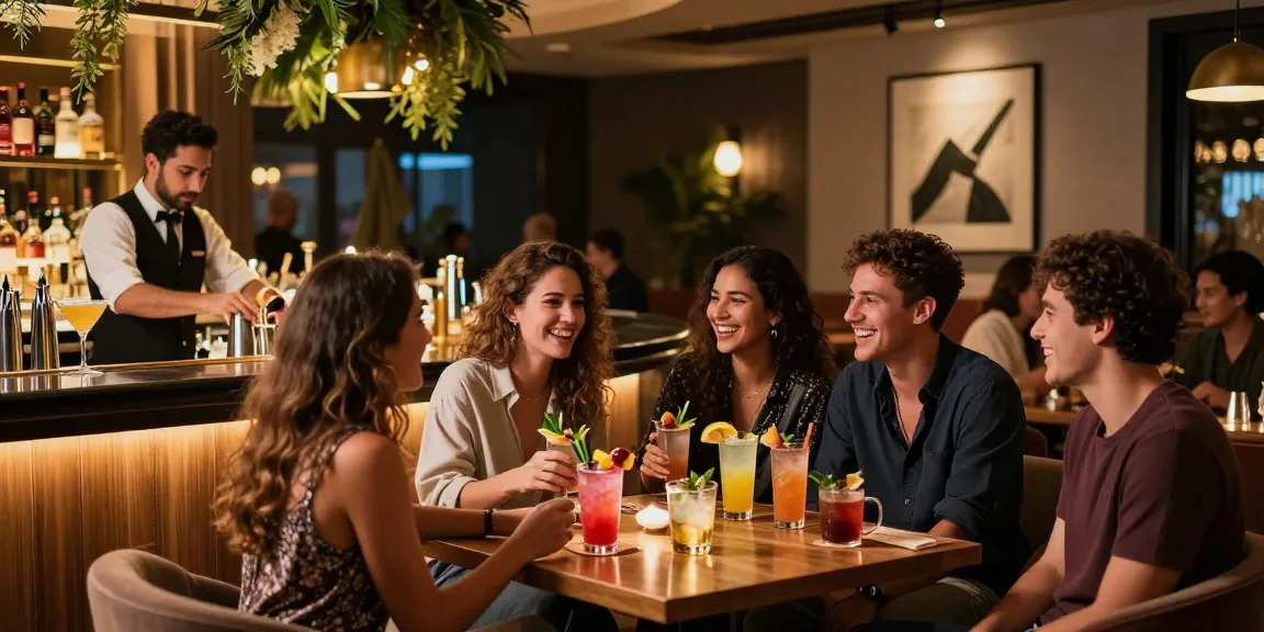 Enjoying drinks at a vibrant 유흥사이트 lounge bar, showcasing an engaging nightlife atmosphere.