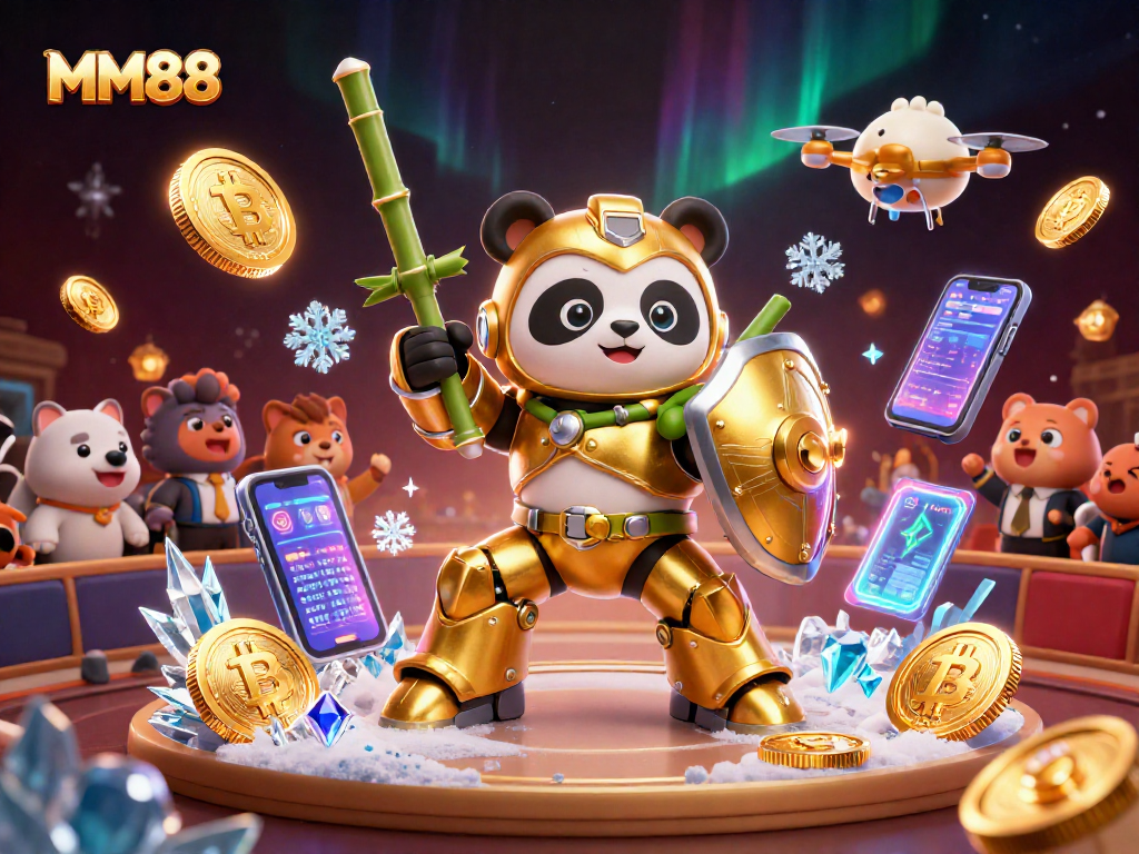 Experience thrilling gameplay at MM88 with a vibrant 3D casino scene and blockchain elements.