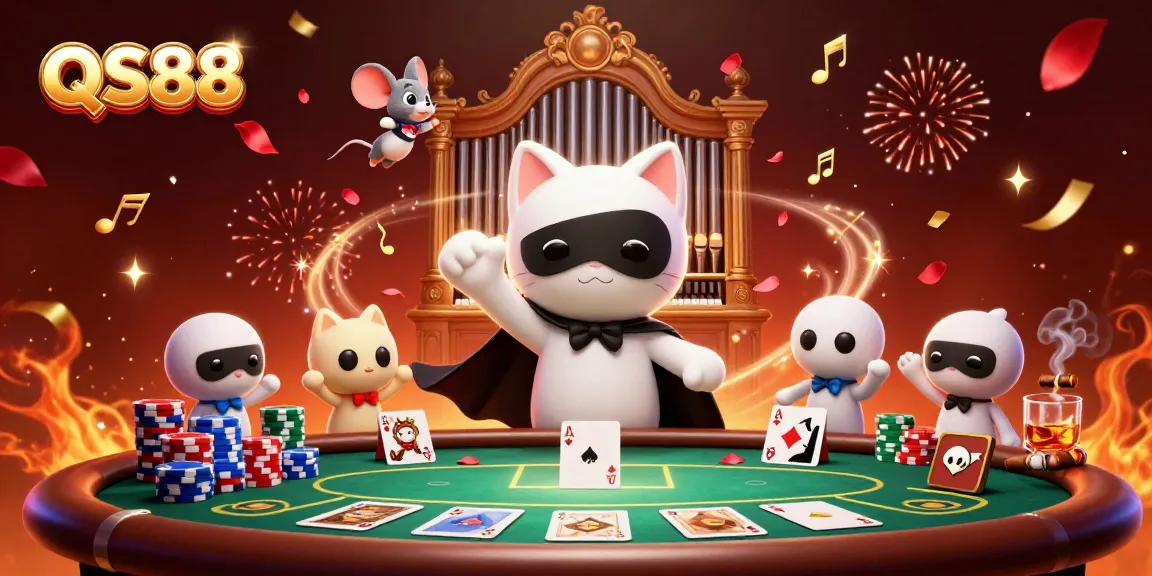 Experience the thrilling gameplay at QS88 with an engaging casino scene featuring dynamic characters.