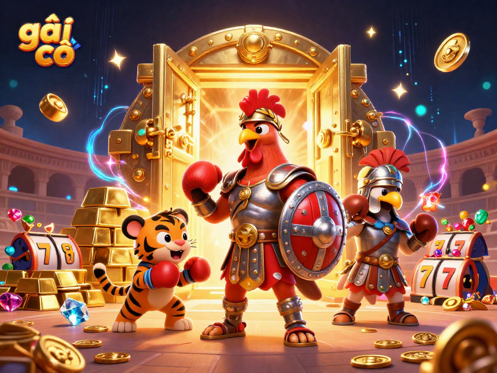 Gái gọi chơi game casino với các biểu tượng như slot reels và kim cương tỏa sáng.