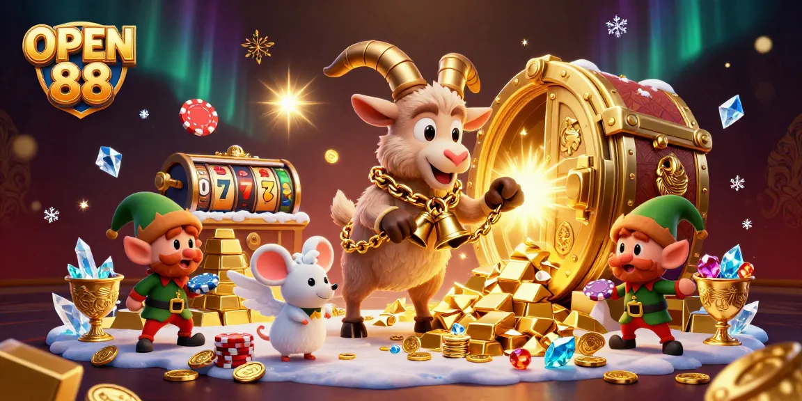 Engage in the festive chaos of OPEN 88’s casino with Krampus goat and gremlins stealing treasure!