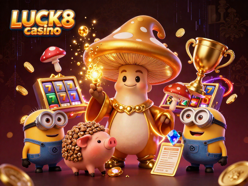 Experience winning chances at LUCK8 casino with vibrant dynamic elements and magical characters.