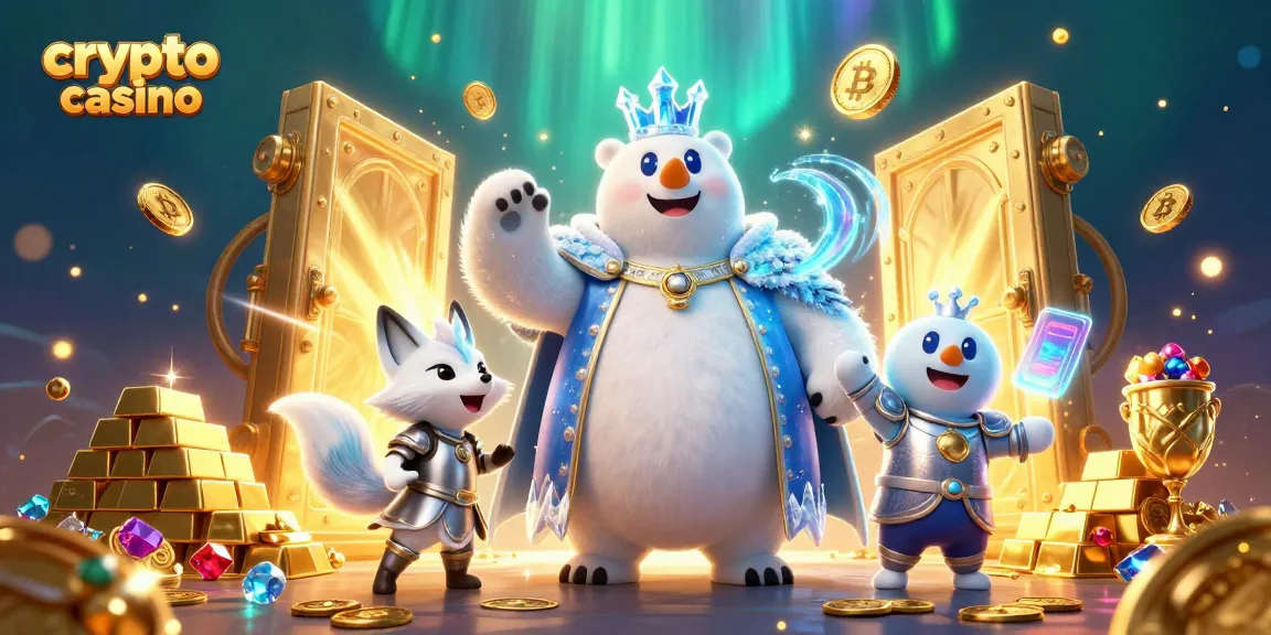 Juega en el crypto casino y descubre tesoros de oro y gemas con el rey polar y su compañero.