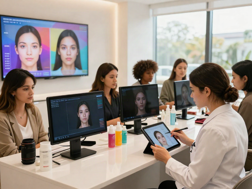 Exploring alternatives to QOVES in a beauty salon setting with client analysis and aesthetic planning.
