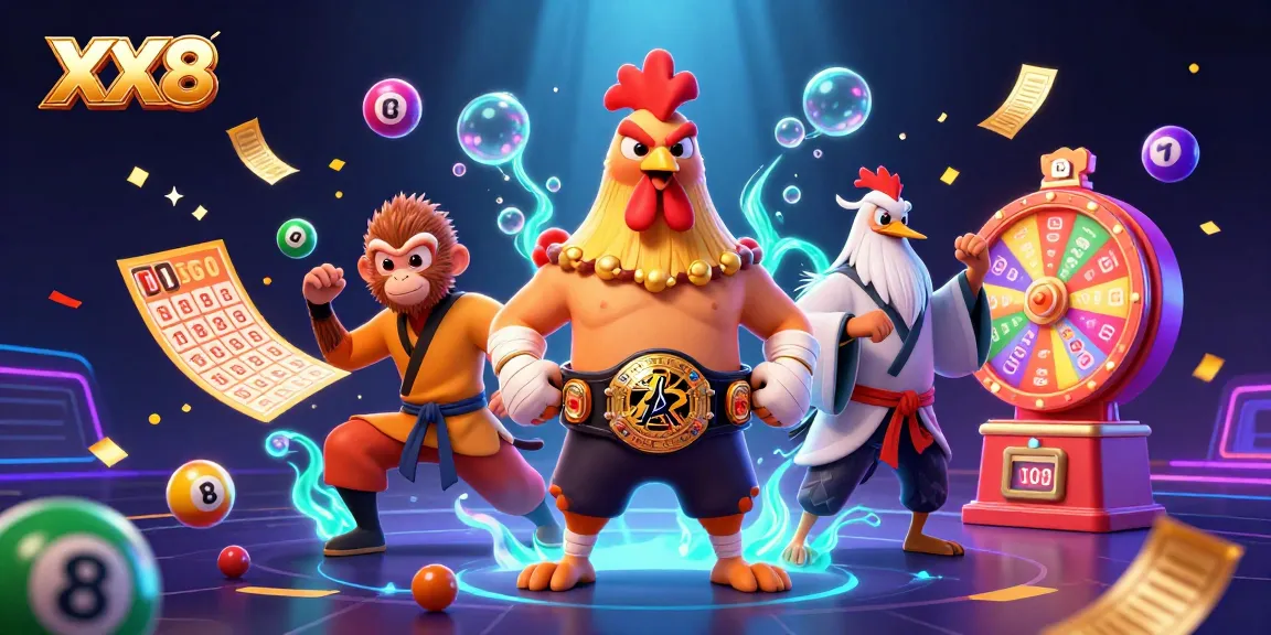 Win big with XX8 using vibrant lottery dynamics and colorful game elements in action-packed scene.