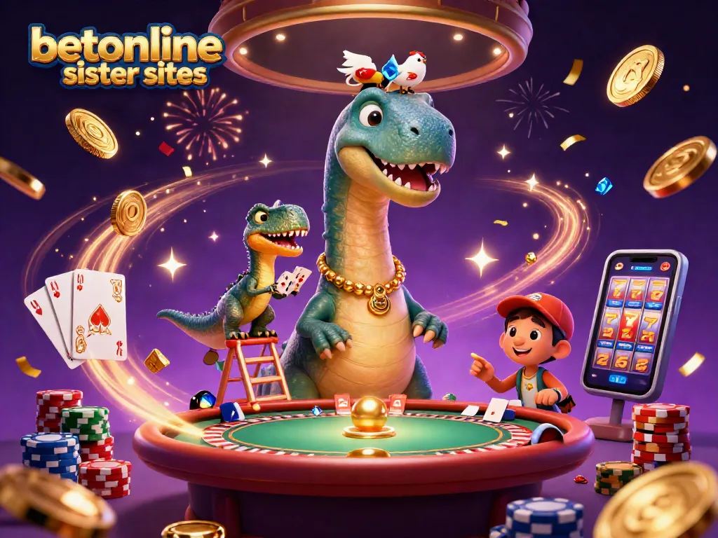Discover top betonline sister sites with a vibrant casino scene featuring rich game elements.