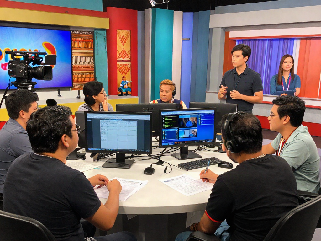 Team collaborating in a vibrant studio to create engaging content for kapamilyachannel.com.