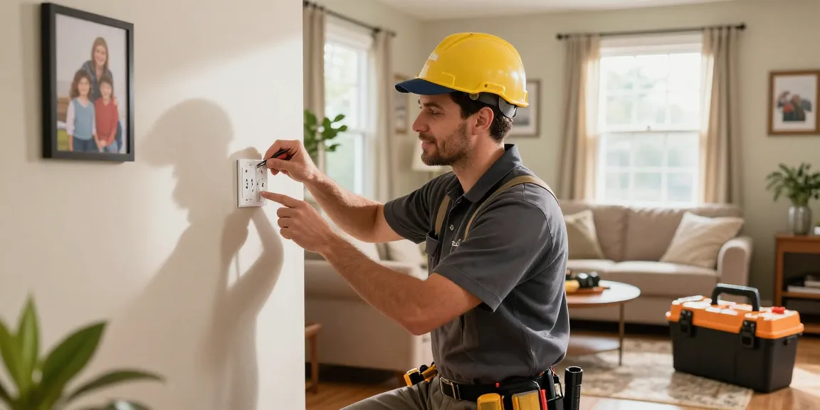 Professional electrician performing electrical repair Stevens Point in a cozy home setting ensuring safe and quality service.