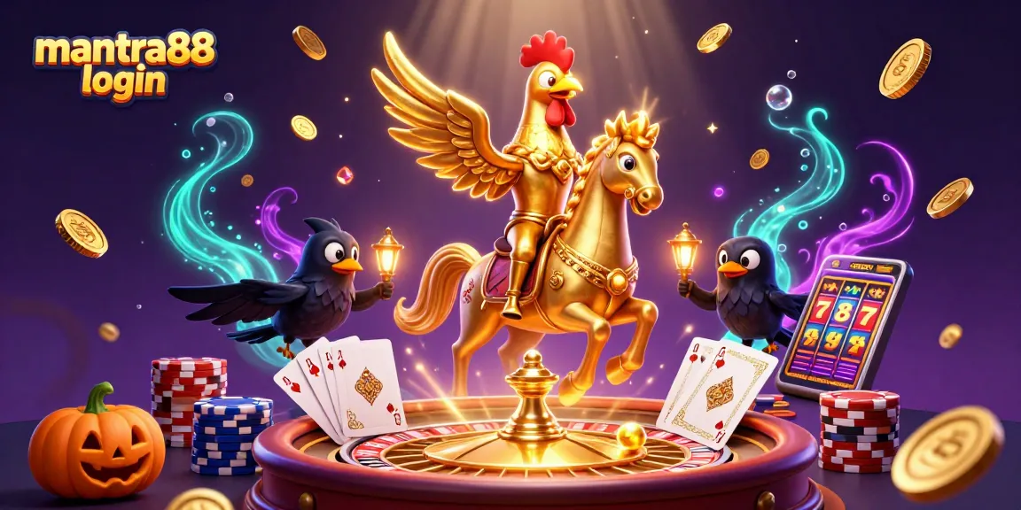 Engage with lively casino dynamics featuring mantra88 login amidst golden treasures and vibrant game elements.