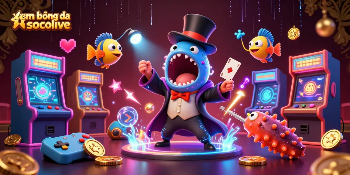 Experience xem bóng đá socolive with a whimsical 3D illustration showcasing magical marine characters in a vibrant casino scene.