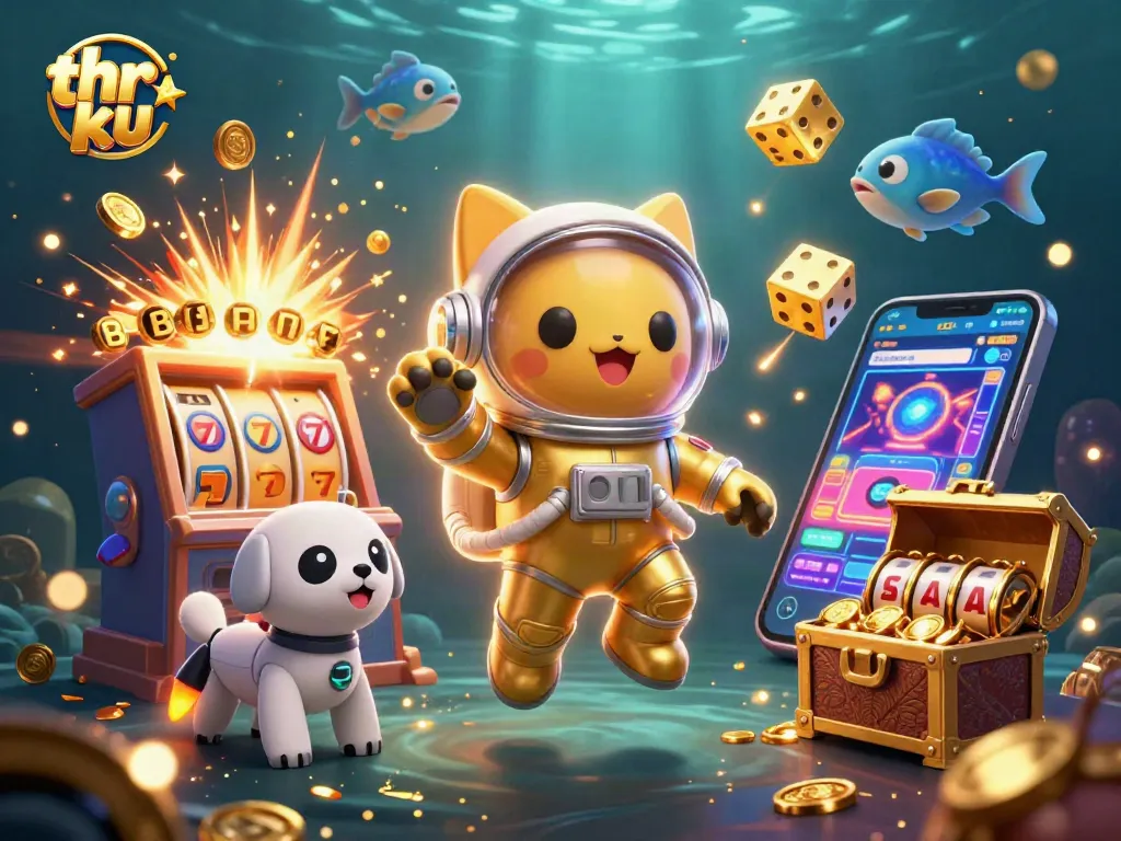 Experience thrilling gaming action in a vibrant 3D world with thr ku's casino adventure
