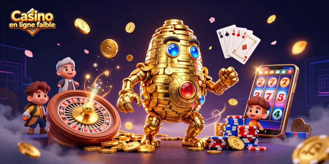 Spin and win with Casino en ligne fiable showcasing a golden golem amidst coins and gemstones.