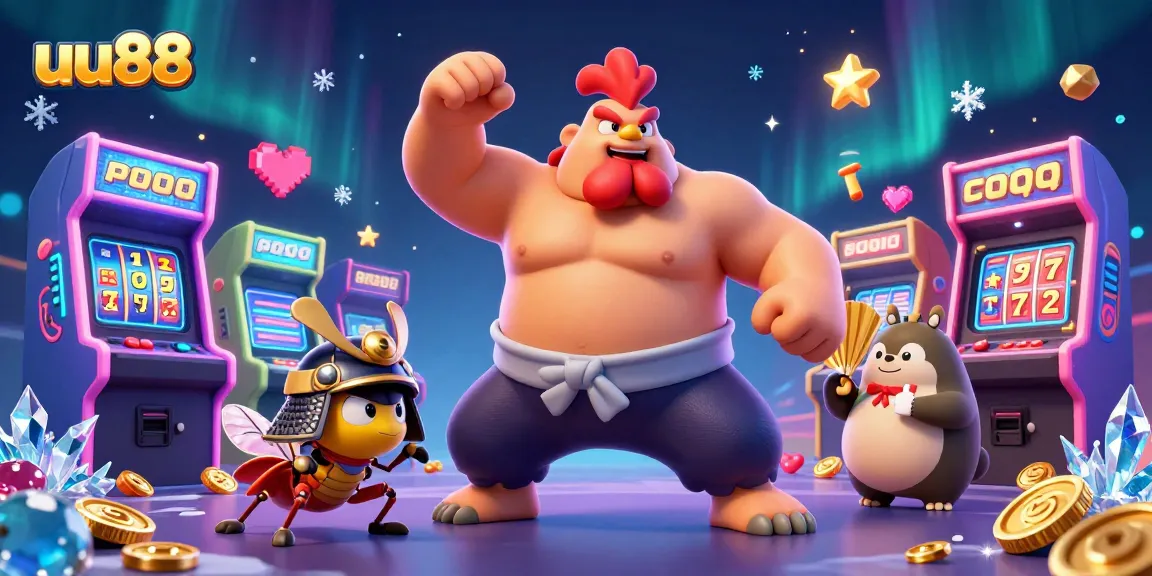 Experience the excitement of gambling at uu88 with vibrant slot machines and animated characters.