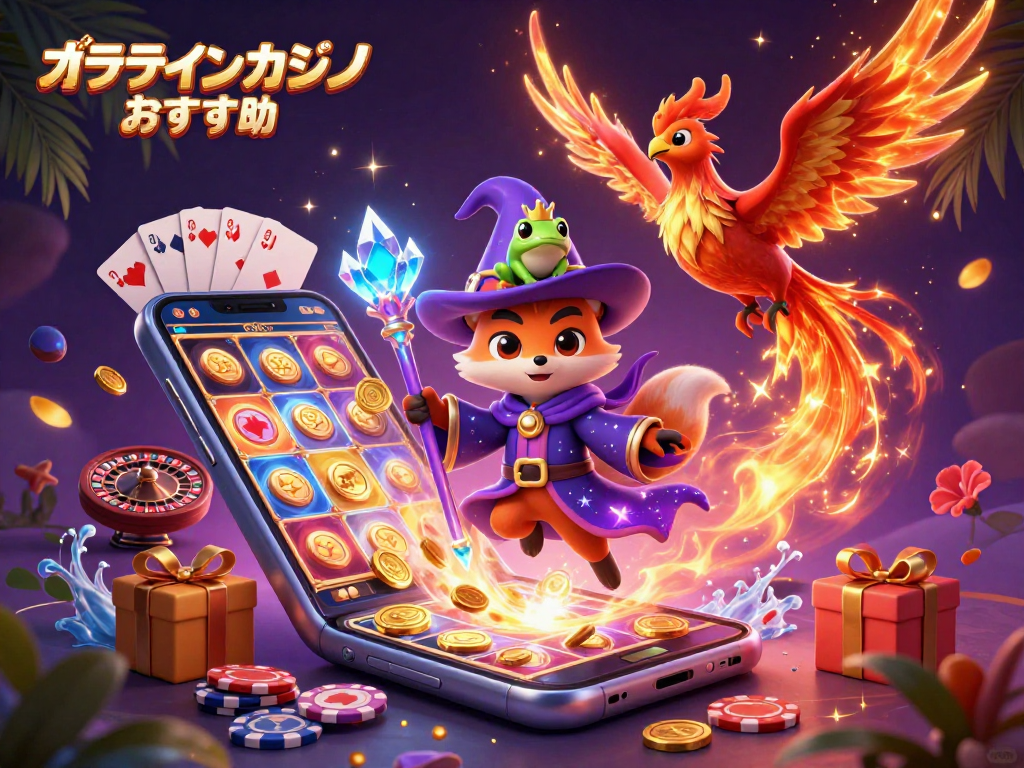 オンラインカジノ おすすめのゲームを楽しむキャラクターたちが描かれた3Dイラスト