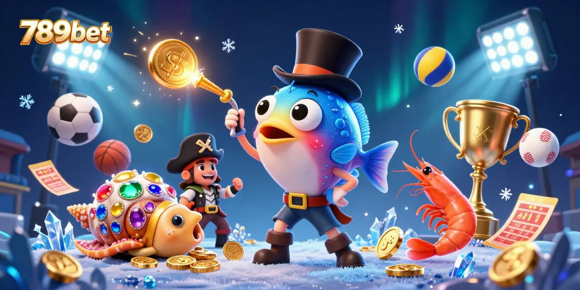 Join the excitement of 789bet as cartoon characters attract golden coins in a vibrant casino scene.