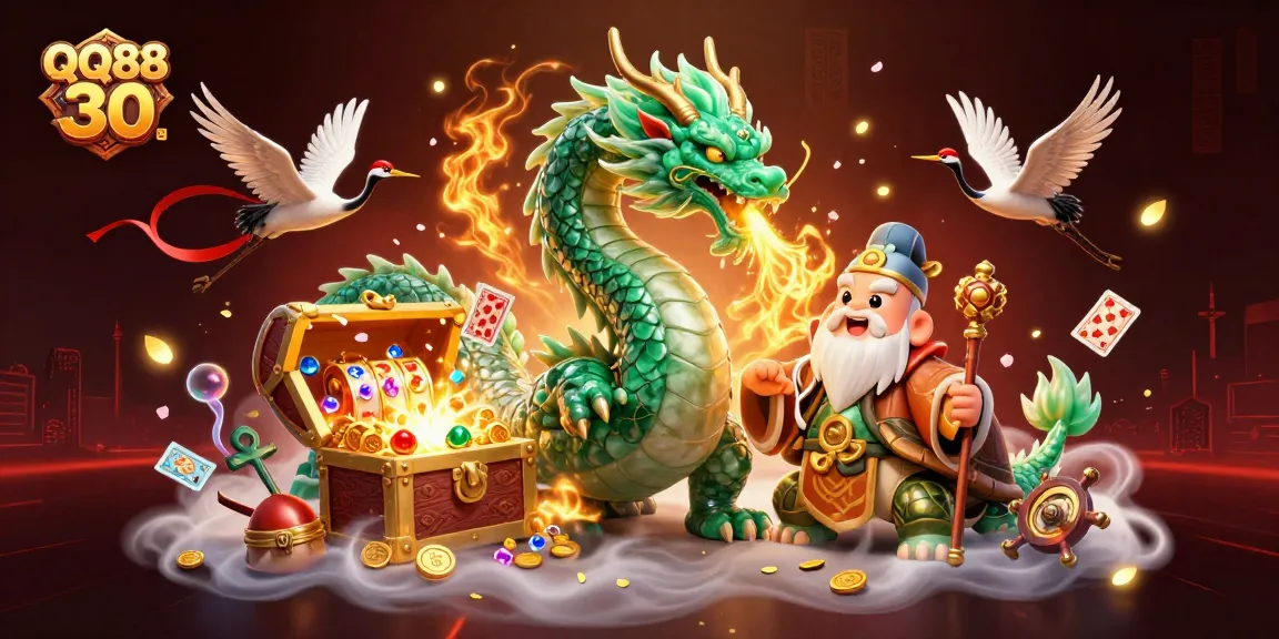 Engage in exhilarating play at QQ88 30 with emerald jade dragon and lucky cranes.
