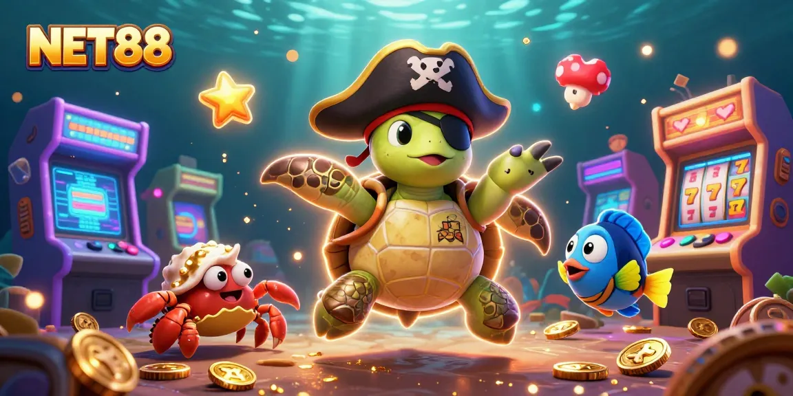 Win big with NET88 in this vibrant, fun-filled 3D casino adventure illustration.