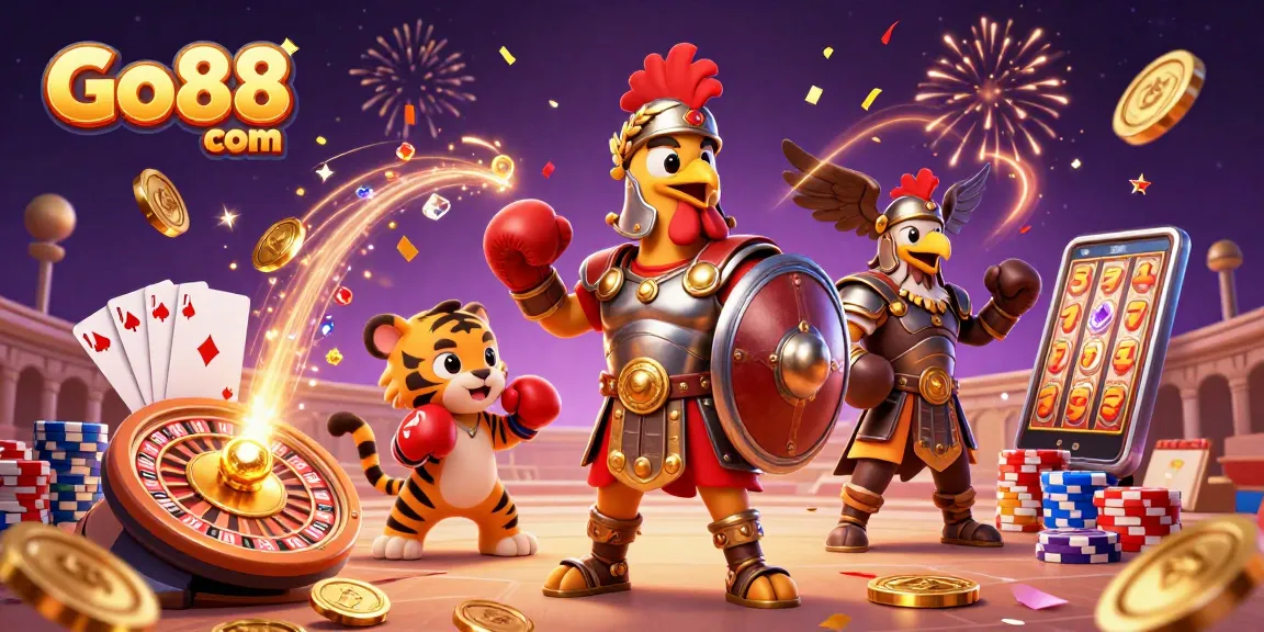 Win big at Go88 com while enjoying thrilling slots, poker chips, and festive casino atmosphere.