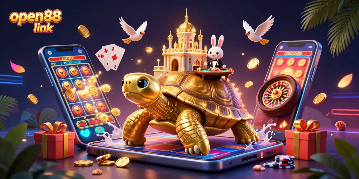 Engage with the thrilling action at open88 link featuring a vibrant 3D casino scene filled with characters and game elements.