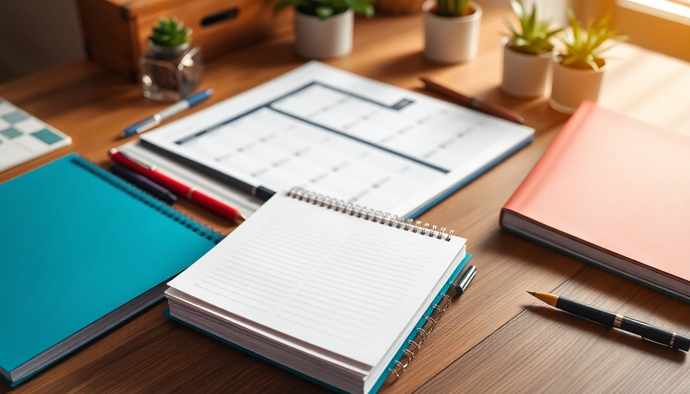 Customize your planning experience with vibrant Custom Monthly Planners displayed on a desk.