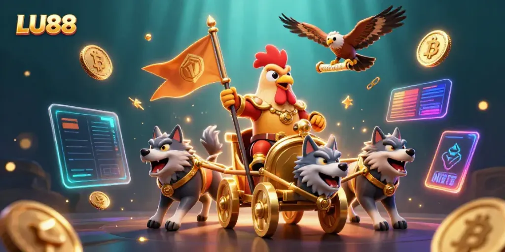 Experience thrilling moments with LU88, the leading online casino featuring a fierce rooster warlord and digital currency elements.