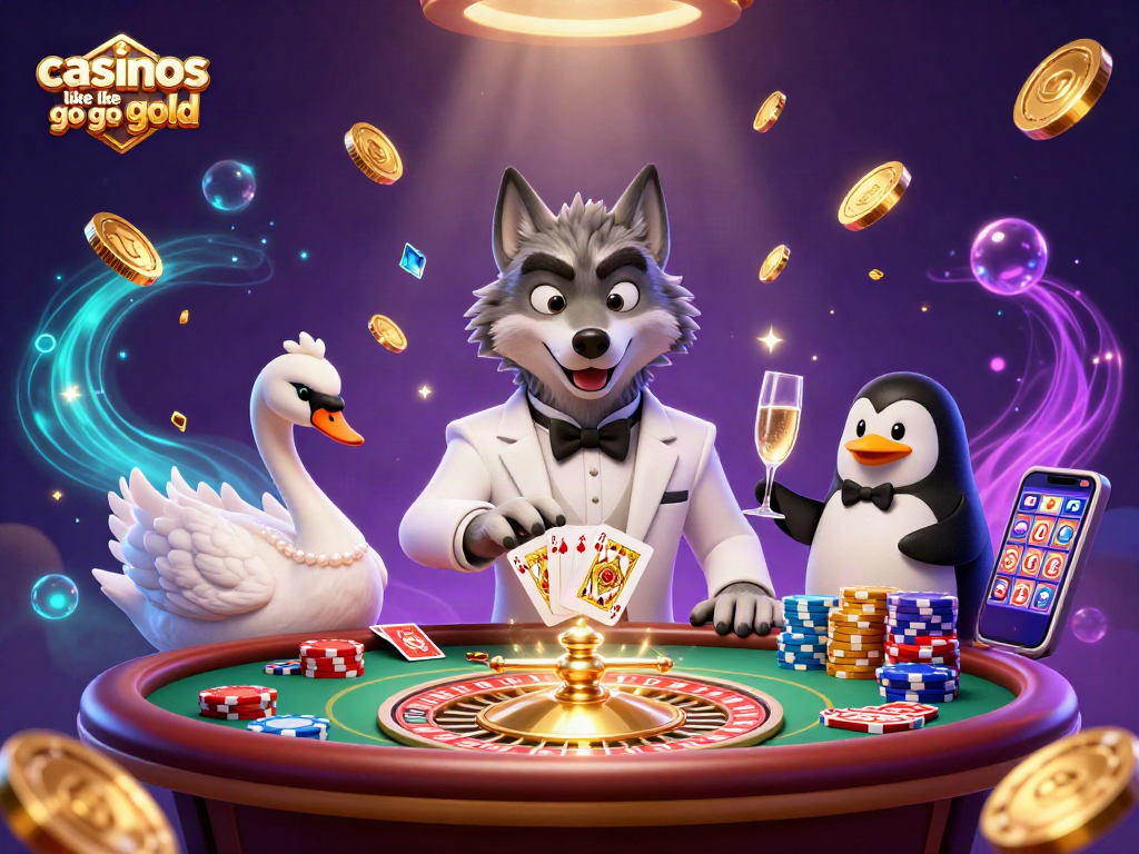 Spin to win at casinos like Go Go Gold with a lively 3D scene of animated casino characters.