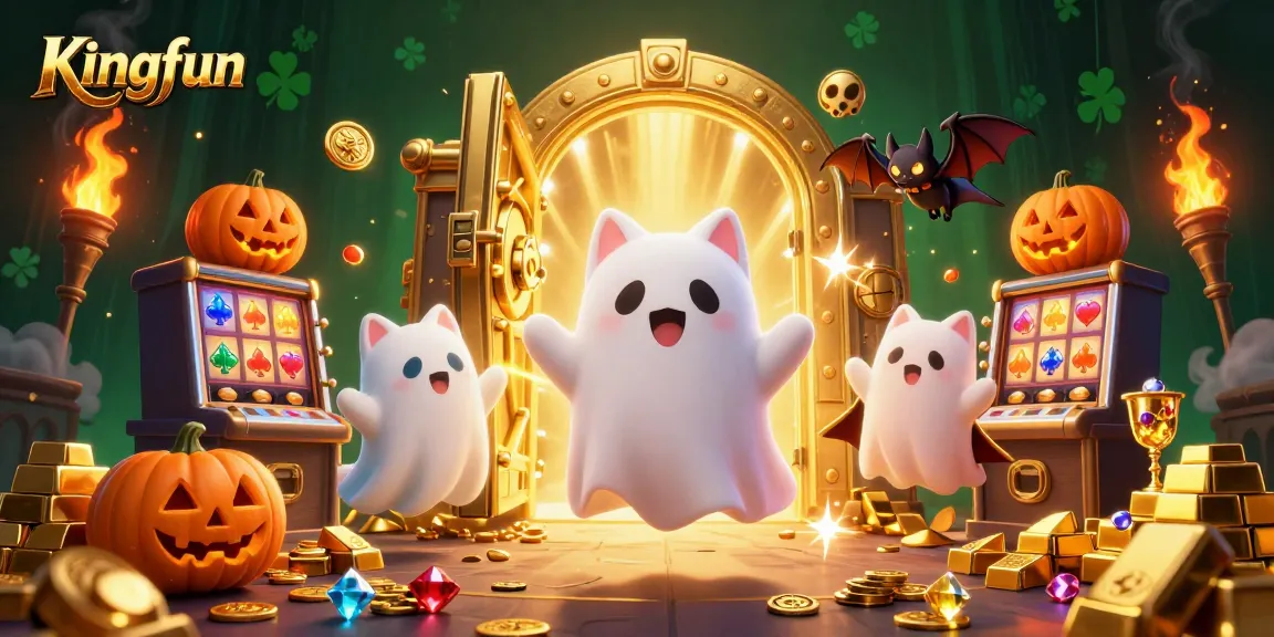 Engage in thrilling gameplay at Kingfun with a ghost cat exploring a haunted casino.