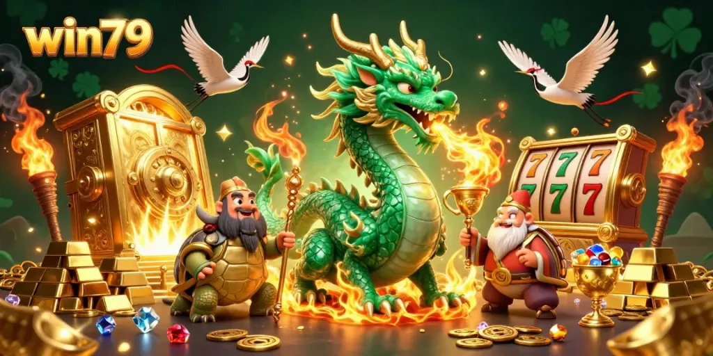 Experience high-stakes action at win79 with a powerful jade dragon and dynamic casino elements.