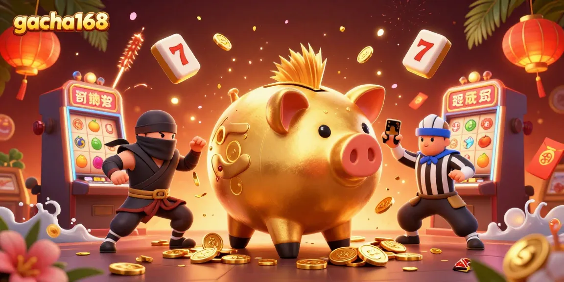Engage with gacha168's dynamic slots scene featuring lively characters and exciting game elements.