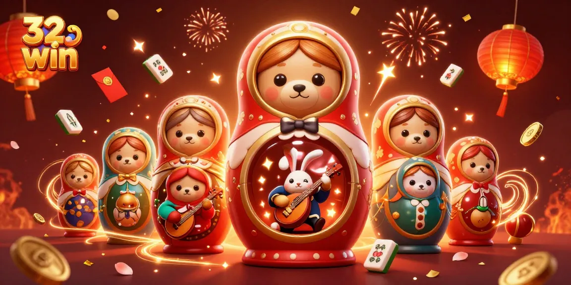 Play and win at 32 win with vibrant casino-themed festivities, featuring colorful elements and playful characters.